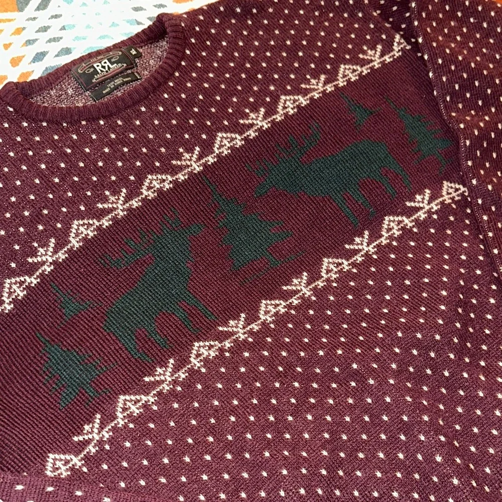 🫎 RRL Double RL Burgundy Fair Isle Sweater - Picture 3 of 8